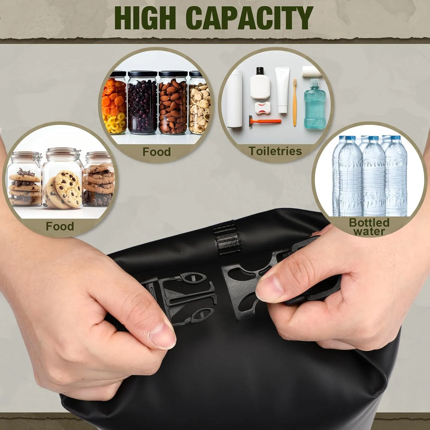 1 Set Bear Food Bag for Camping Ultralight Food Hanging System Includes Waterproof Bear Bag, Nylon Ropes, Hooks for Camping Backpacking