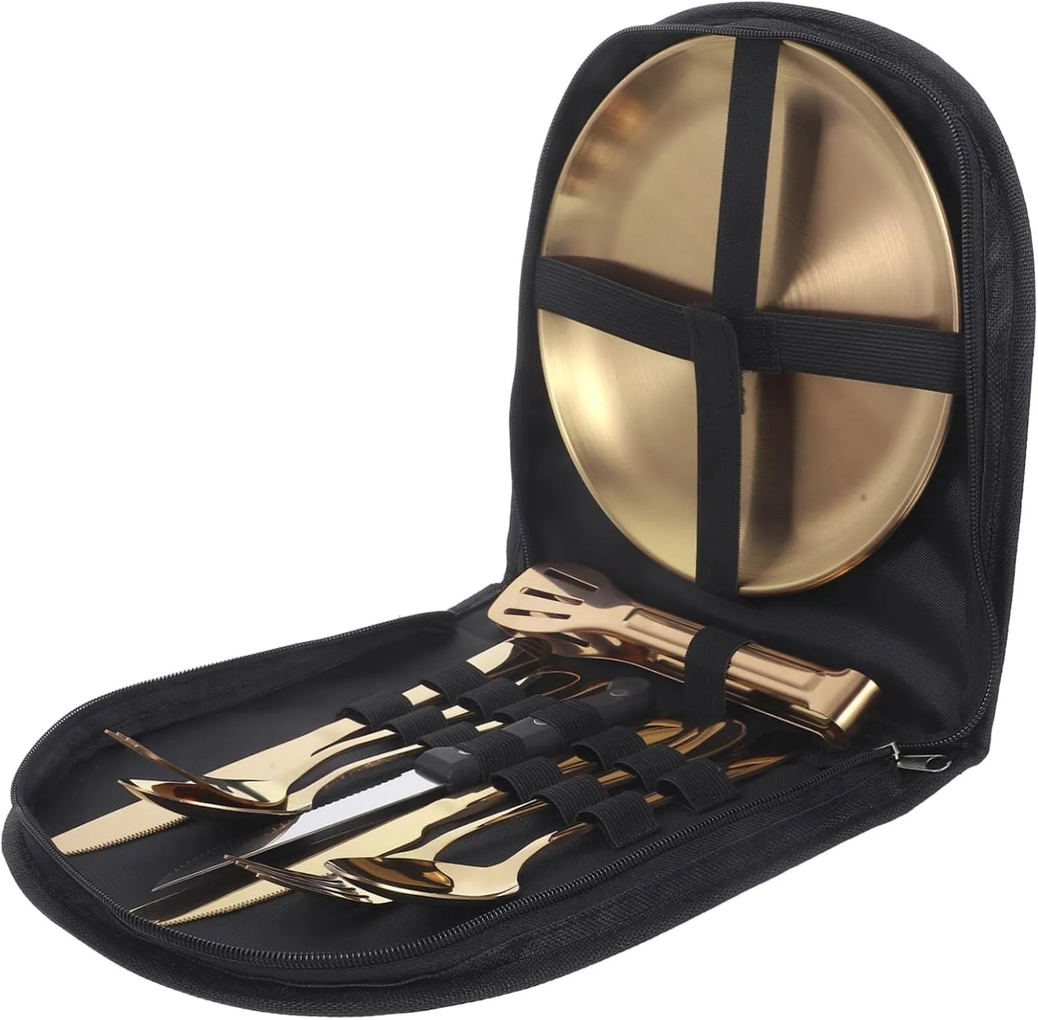 1 Set Stainless Steel Camping Cutlery with Case Portable Tableware for Outdoor Dining Ergonomic Design for Easy Use for Picnic and Camping Adventures