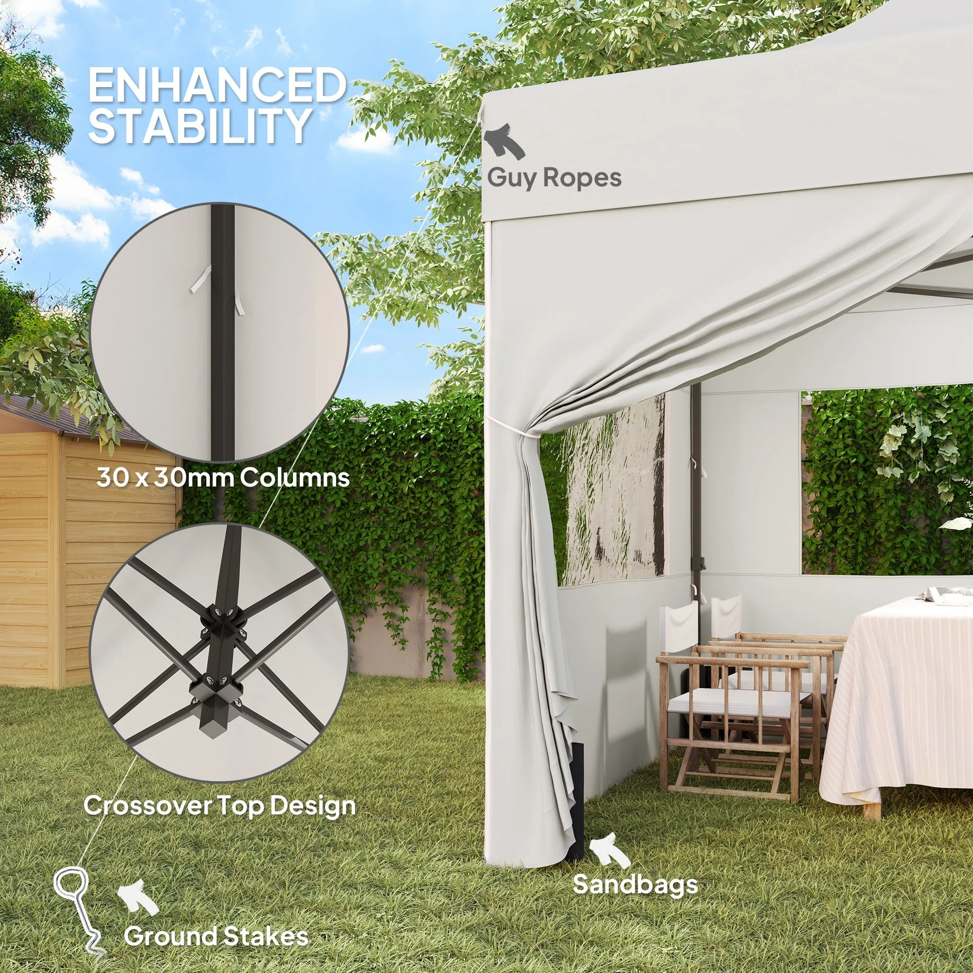 10' x 10' Height Adjustable Pop-Up Canopy with Sidewalls, Wheeled Bag and Sand Bag