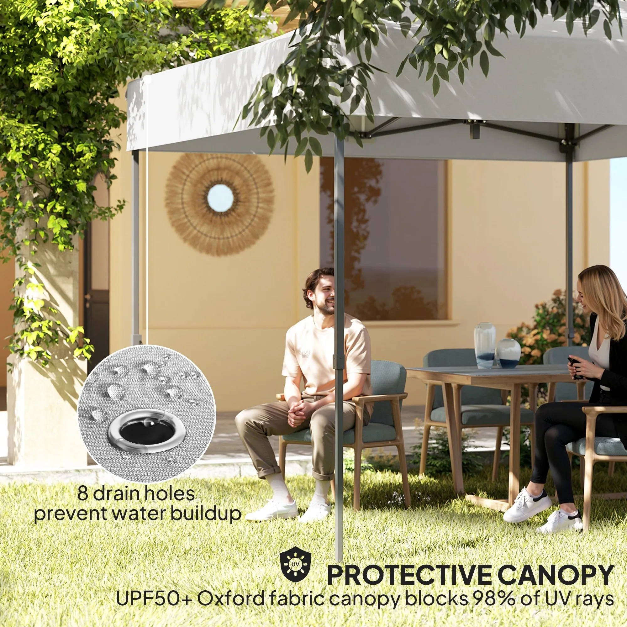 10' x 10' Height Adjustable Pop-Up Canopy with Sidewalls, Wheeled Bag and Sand Bag