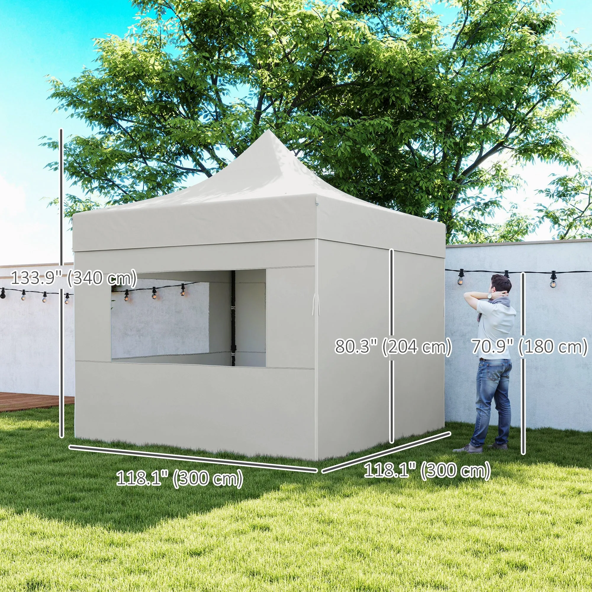 10' x 10' Height Adjustable Pop-Up Canopy with Sidewalls, Wheeled Bag and Sand Bag