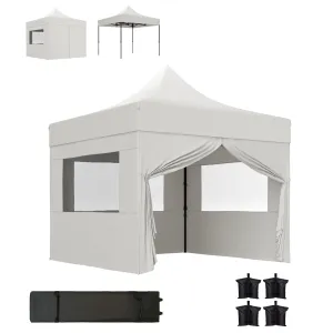 10' x 10' Height Adjustable Pop-Up Canopy with Sidewalls, Wheeled Bag and Sand Bag