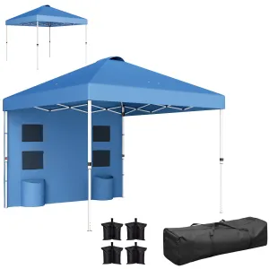 10' x 10' Instant Pop-Up Canopy Tent with Adjustable Height & Sidewalls, Sea Blue