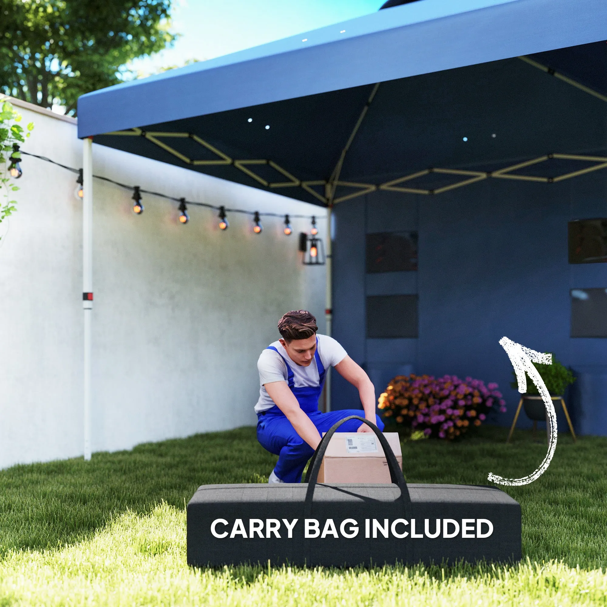 10' x 10' Instant Pop-Up Canopy Tent with Adjustable Height & Sidewalls, Sea Blue
