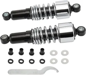 10.5" Motorcycle Rear Shock Absorbers Lowering Shock Universal Rear Suspension Kit for 1980-up Harley Touring and 1983-up Sportster, 1991-up Dyna, (Chrome)
