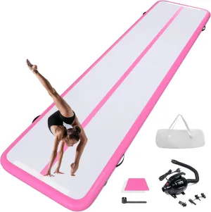 10ft 13ft 16ft 20ft Inflatable Air Gymnastics Mat Track Tumbling Mats with Electric Air Pump 4 Inches Thich for Home Use/Training/Yoga/Outdoor/Water