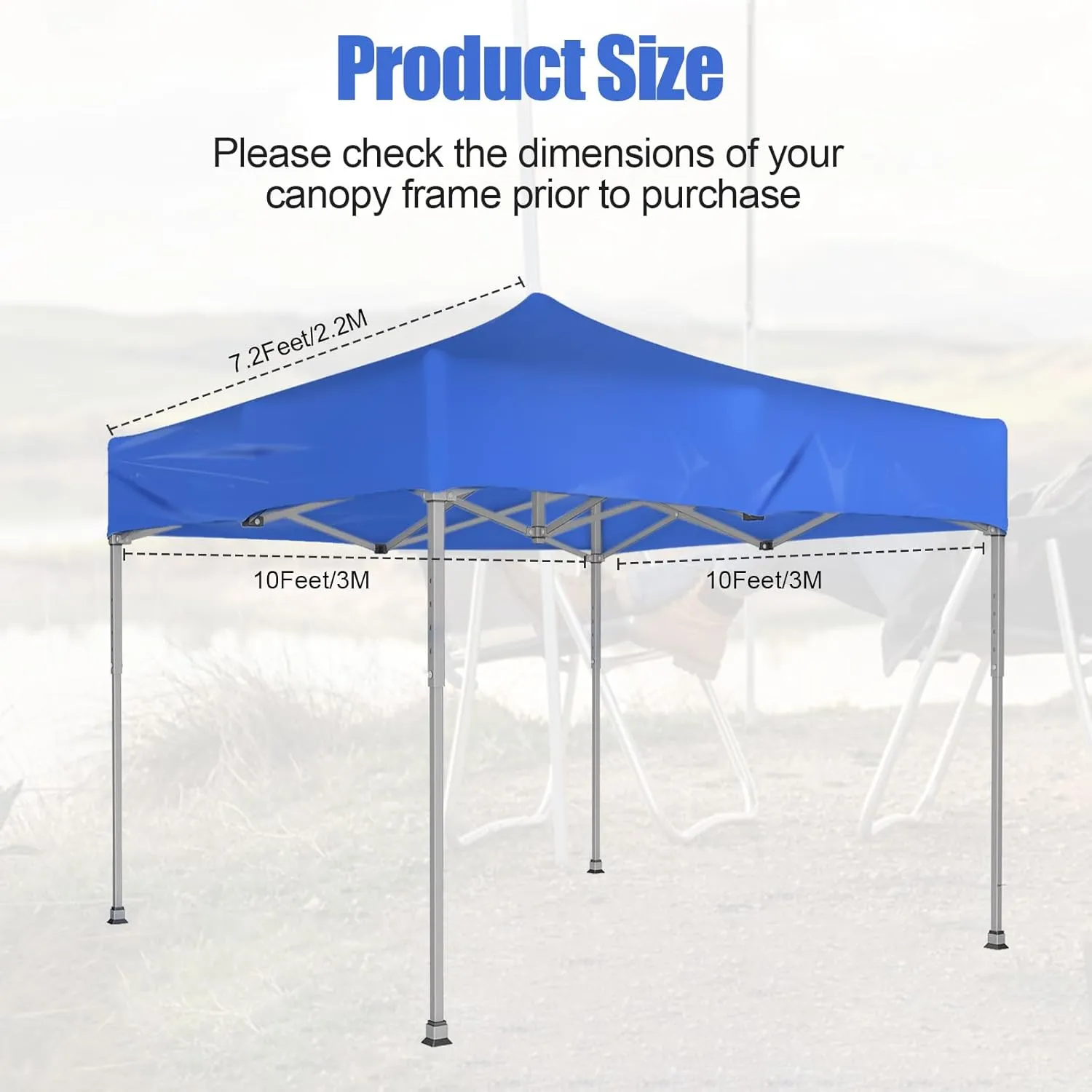 10x10 Canopy Replacement Top 420D, 10x10 Canopy Tent Cover with Rope for Straight Leg Frame, Oxford Cloth Waterproof Tent Cover Replacement for Garden Picnic Camping Patio Outdoor(Top Only Blue)