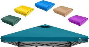 10x10 Pop Up Canopy Replacement Top Cover with Air Vent for Straight Leg Canopy Tent, Waterproof for Outdoor Garden Patio Camping Sun Shade(Top Only) (Ocean Blue, 1)