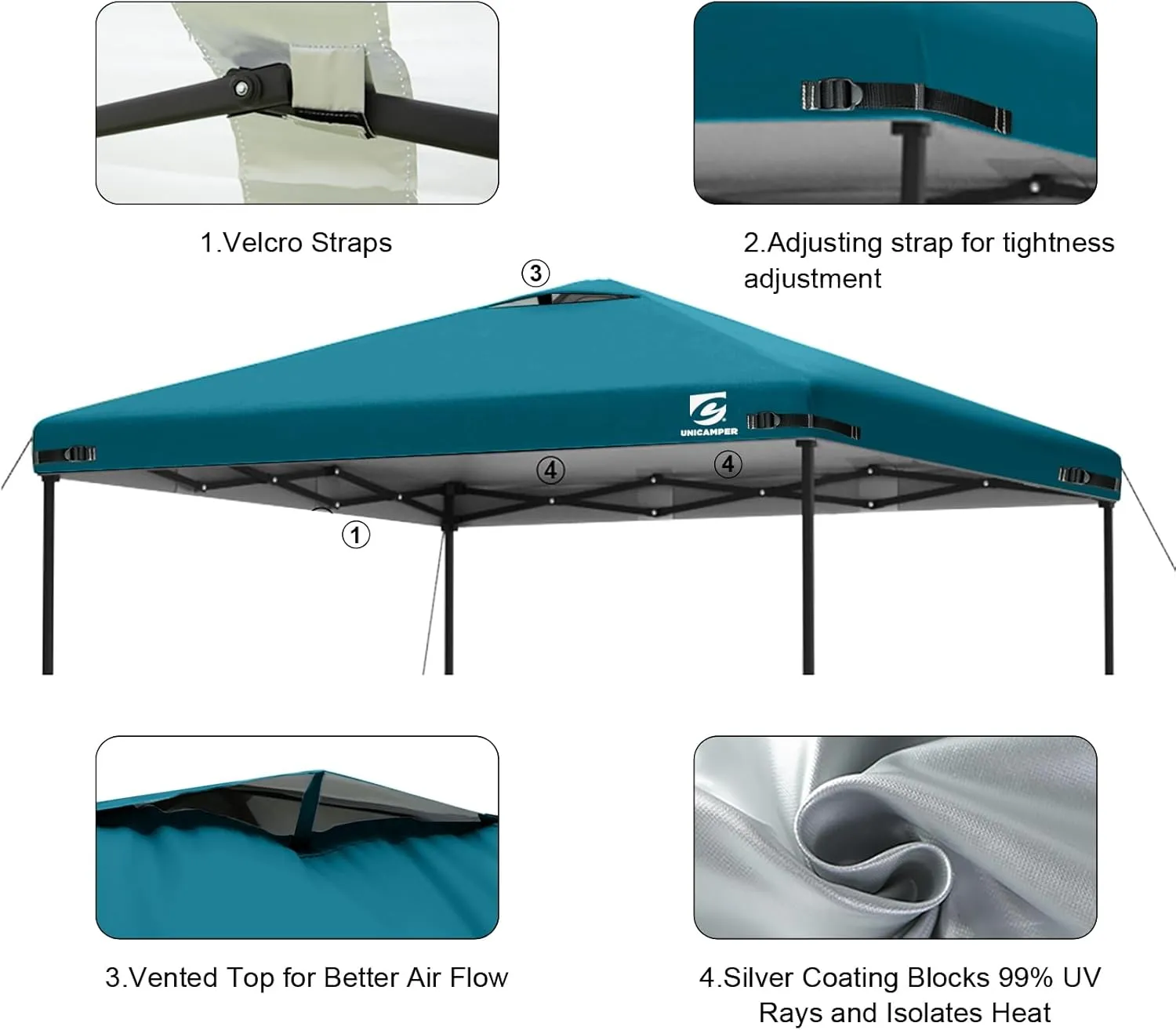 10x10 Pop Up Canopy Replacement Top Cover with Air Vent for Straight Leg Canopy Tent, Waterproof for Outdoor Garden Patio Camping Sun Shade(Top Only) (Ocean Blue, 1)