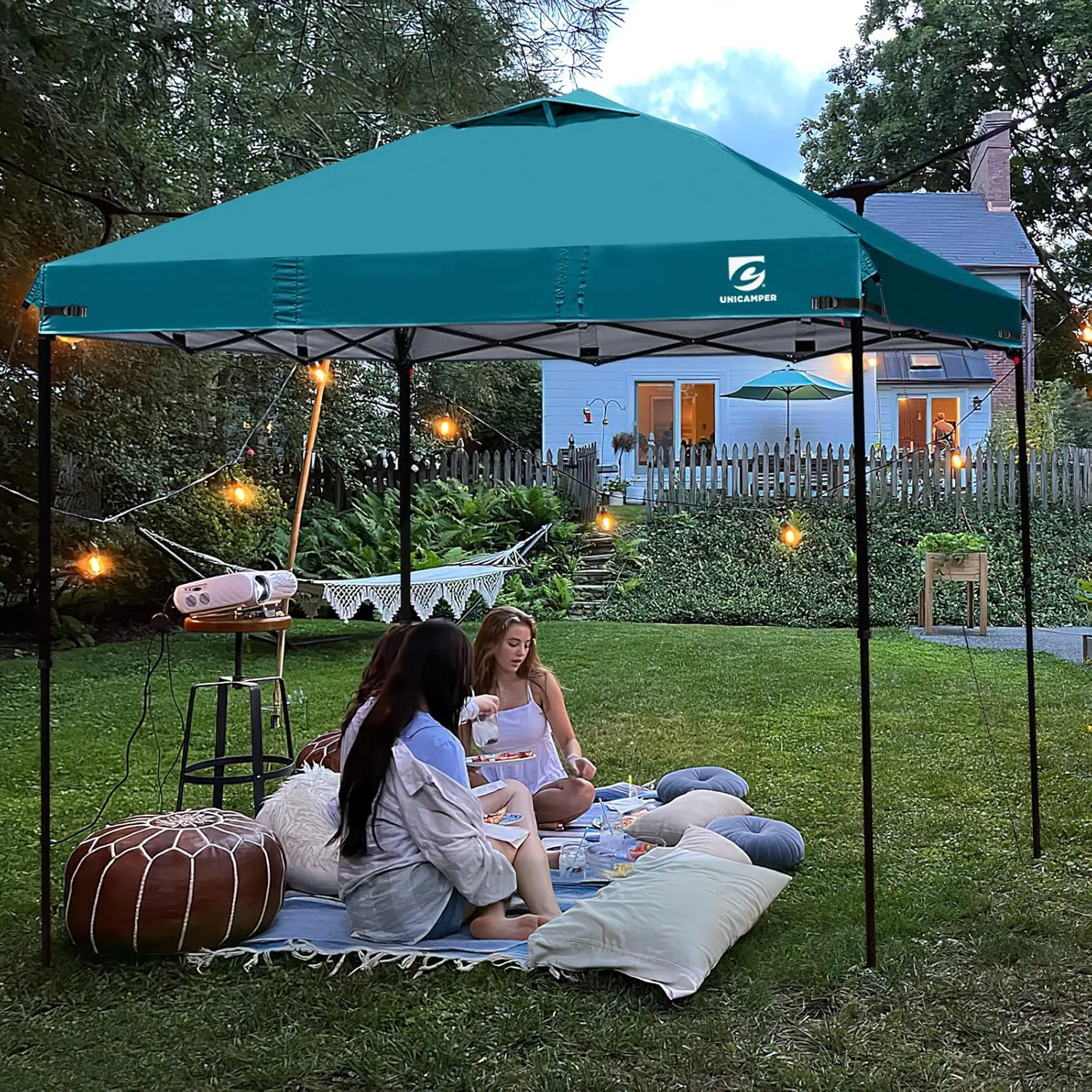 10x10 Pop Up Canopy Replacement Top Cover with Air Vent for Straight Leg Canopy Tent, Waterproof for Outdoor Garden Patio Camping Sun Shade(Top Only) (Ocean Blue, 1)