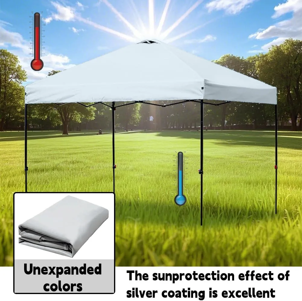 10x10 Pop up Canopy Tent Replacement Top only, 10 x 10 Canopy Replacement Roof Cover Silver White