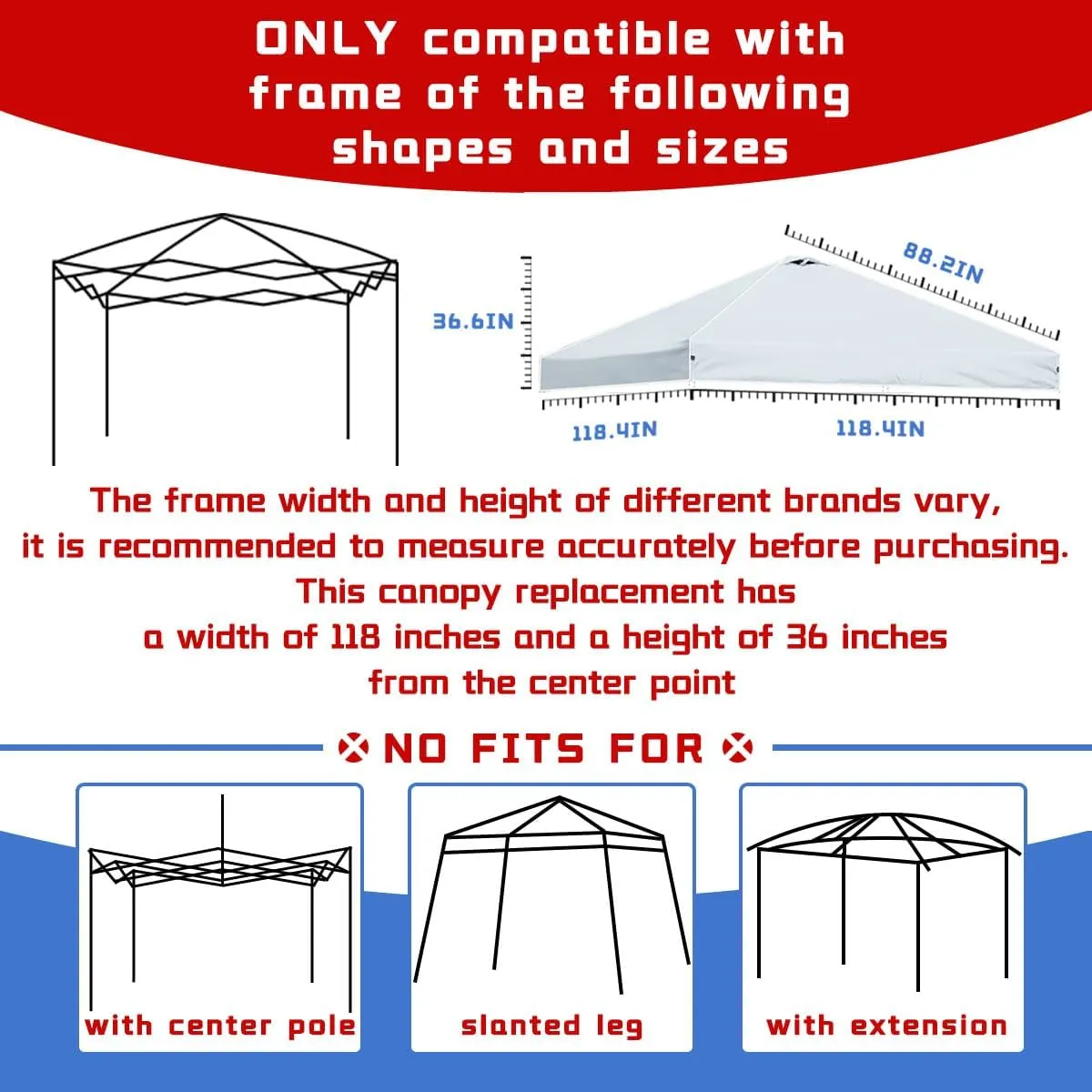 10x10 Pop up Canopy Tent Replacement Top only, 10 x 10 Canopy Replacement Roof Cover Silver White