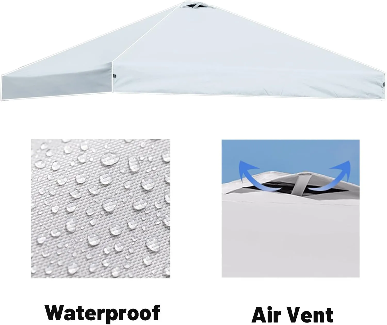 10x10 Pop up Canopy Tent Replacement Top only, 10 x 10 Canopy Replacement Roof Cover Silver White