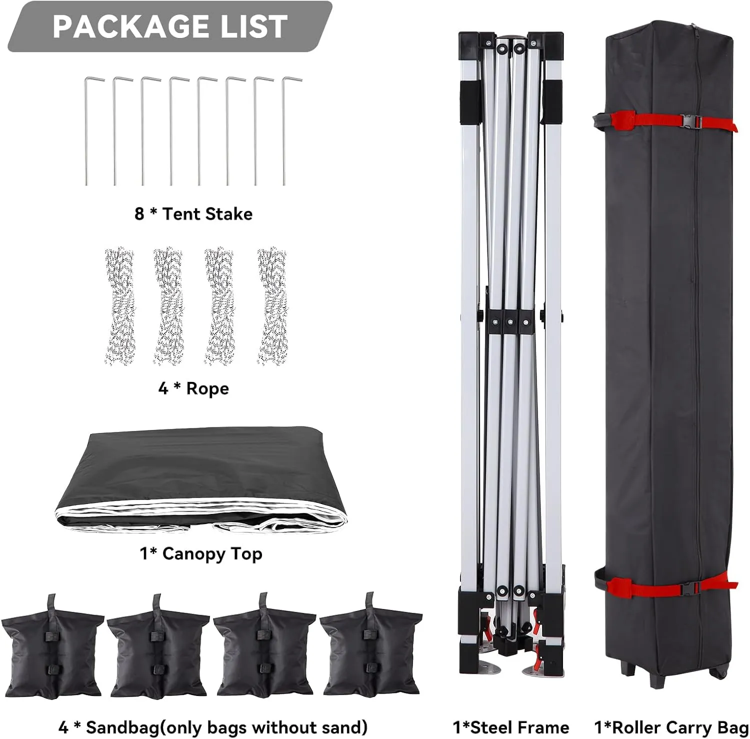 10x10 Pop-Up Canopy，Patio Tent，Patented One Push Tent for Outdoor Events Commercial Instant Canopies，Canopy Wind Tunnel Design，with Wheeled Bag,Canopy Sandbags x4,Tent Stakesx8-Black