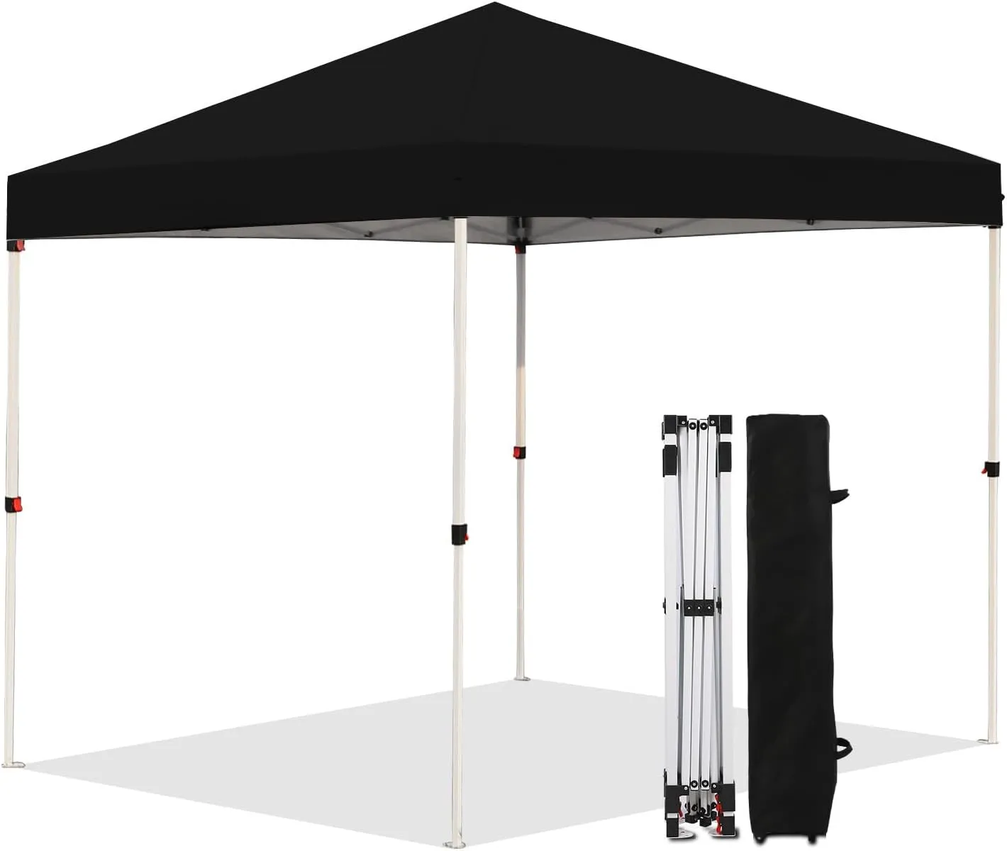 10x10ft Pop Up Canopy, Popup Outdoor Canopy Tent with Wheeled Carrying Bag,Portable Gazebo Shelter for Patio,Deck,Garden,Beach（Black）