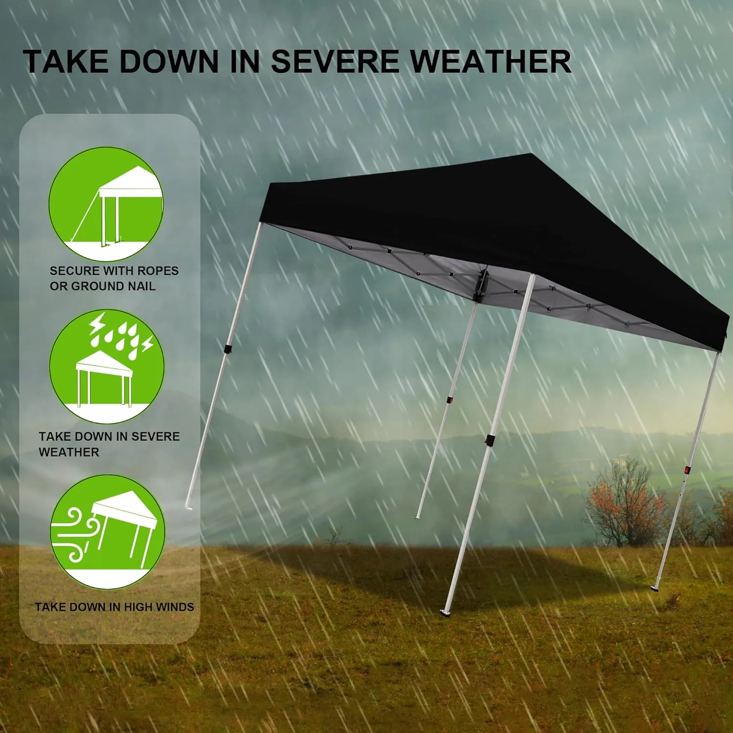 10x10ft Pop Up Canopy, Popup Outdoor Canopy Tent with Wheeled Carrying Bag,Portable Gazebo Shelter for Patio,Deck,Garden,Beach（Black）
