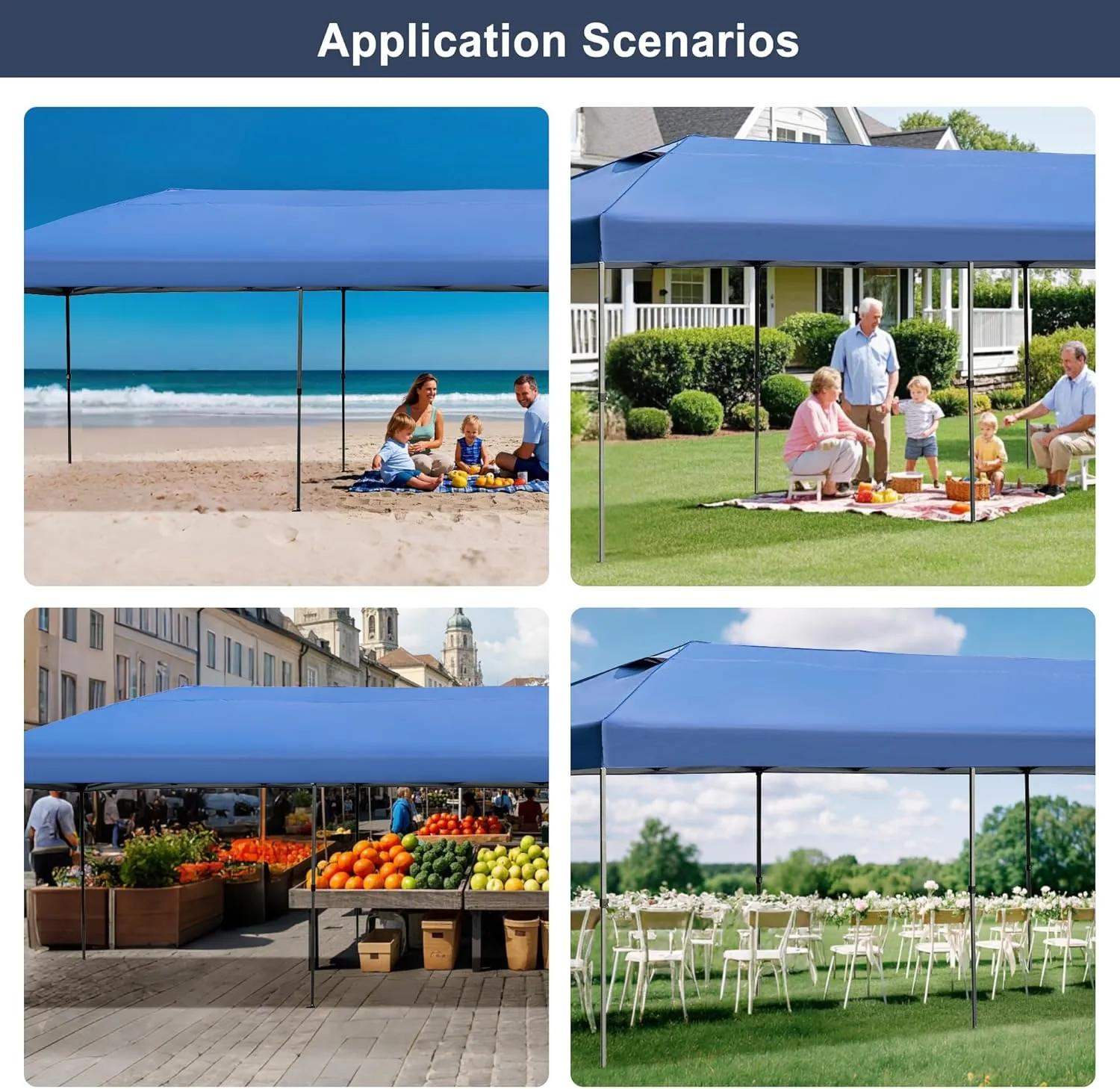 10x30 Outdoor Pop Up Canopy with Sidewalls, Commercial Patio Sun Shelter, Heavy Duty Water Resistant Vented Top Tent with Wheeled Carry Bag, 3 Height Adjustable Canopy for Backyard Gatherings, Navy