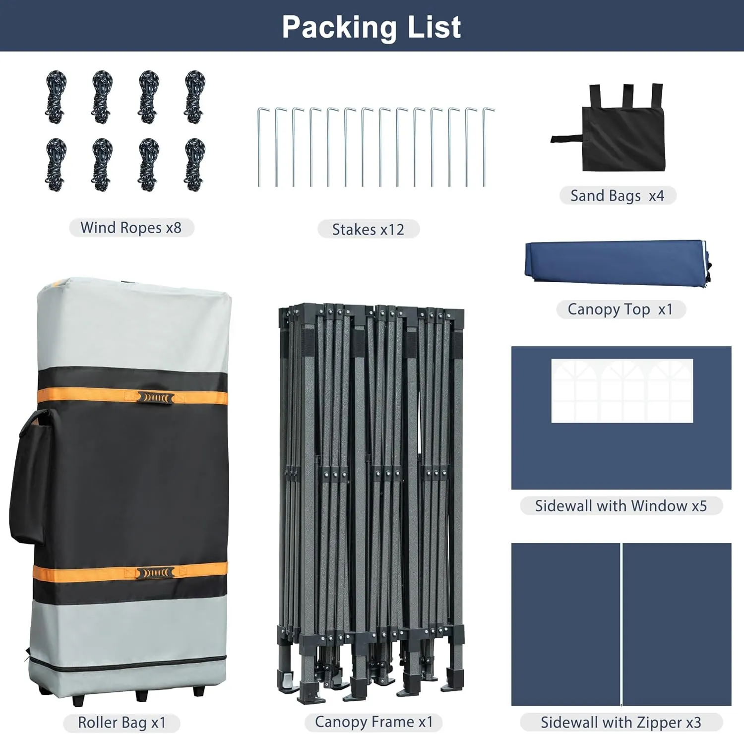 10x30 Outdoor Pop Up Canopy with Sidewalls, Commercial Patio Sun Shelter, Heavy Duty Water Resistant Vented Top Tent with Wheeled Carry Bag, 3 Height Adjustable Canopy for Backyard Gatherings, Navy