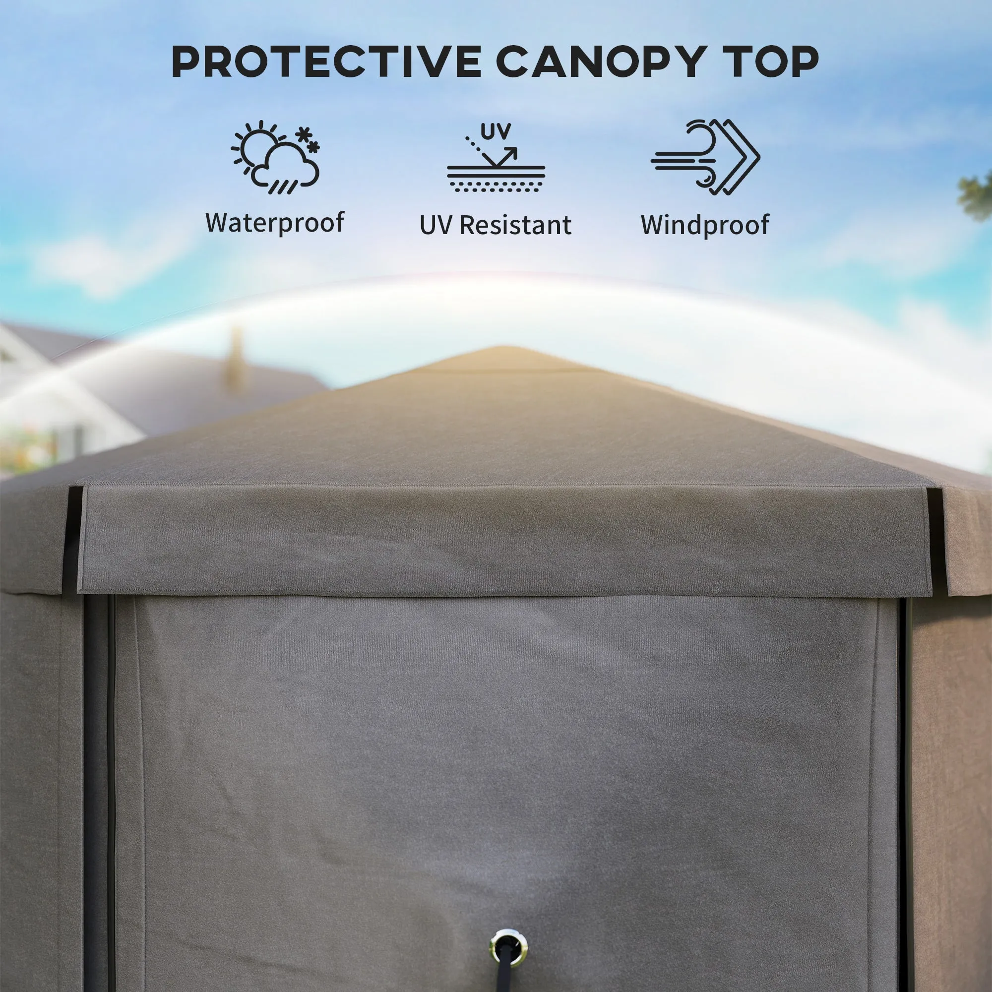 12' x 12' Hexagonal Gazebo Canopy Tent with 5 Sidewalls & Carry Bag, Brown