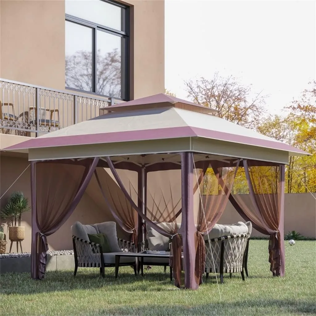 12' X 12' Pops Up Canopy Sun Shade Instant Tent Folding Sidewall Netting,3-Level Adjustable Height and Storage Bag