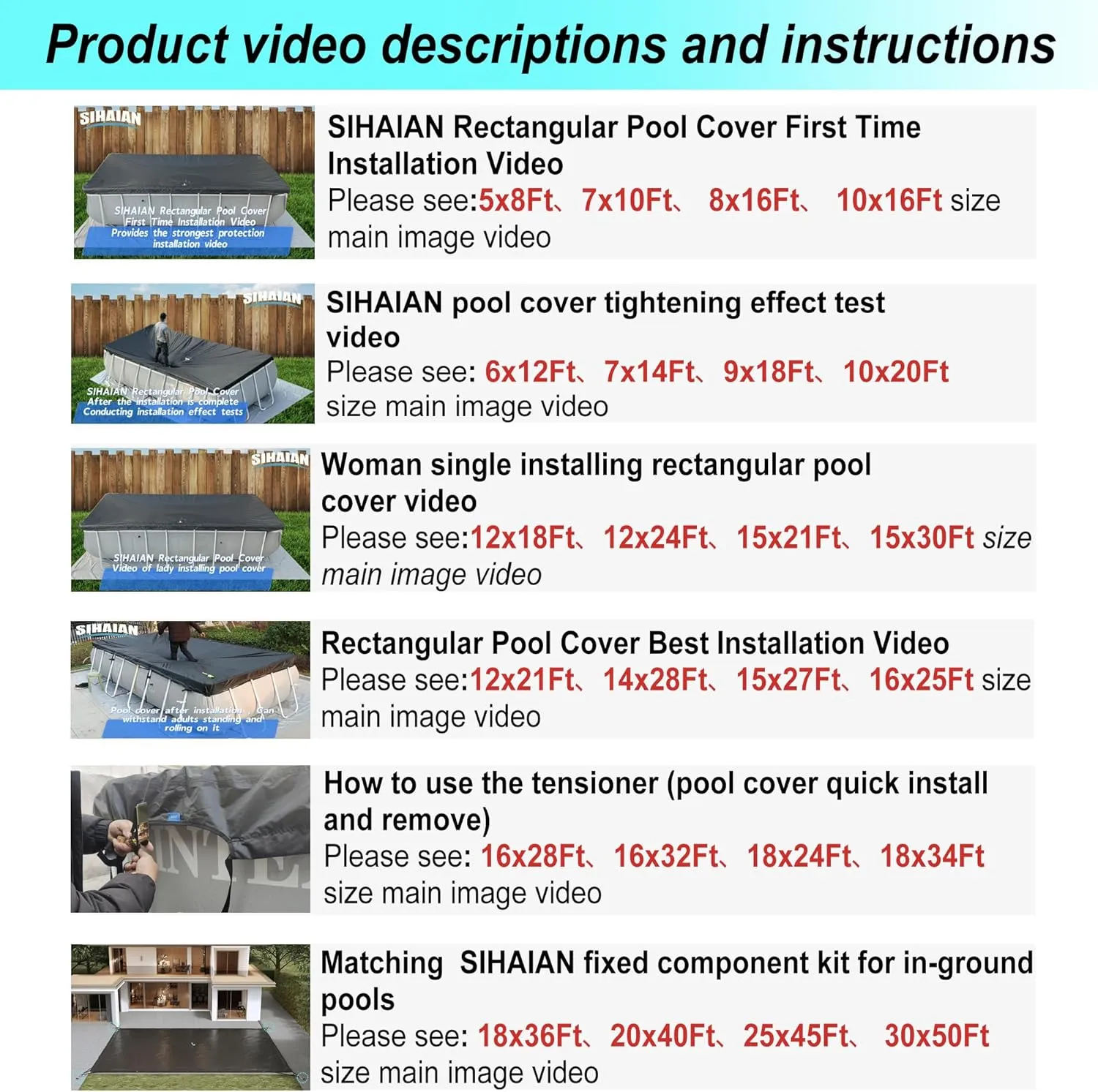 12x24Ft Rectangular Pool Cover with Side Storage for Oval and Rectangular Above Ground Pool, One-Piece Solar Oval Pool Cover, Preventing Waterlogging, UV and Weather Resistant WP:10000kPa 