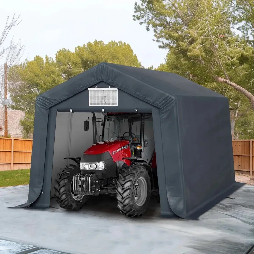 13x24FT Heavy-Duty Portable Garage & Storage Shelter – Outdoor Carport with Removable Sidewalls, Doors & 4 Windows – All-Weather Vehicle & Equipment Protection