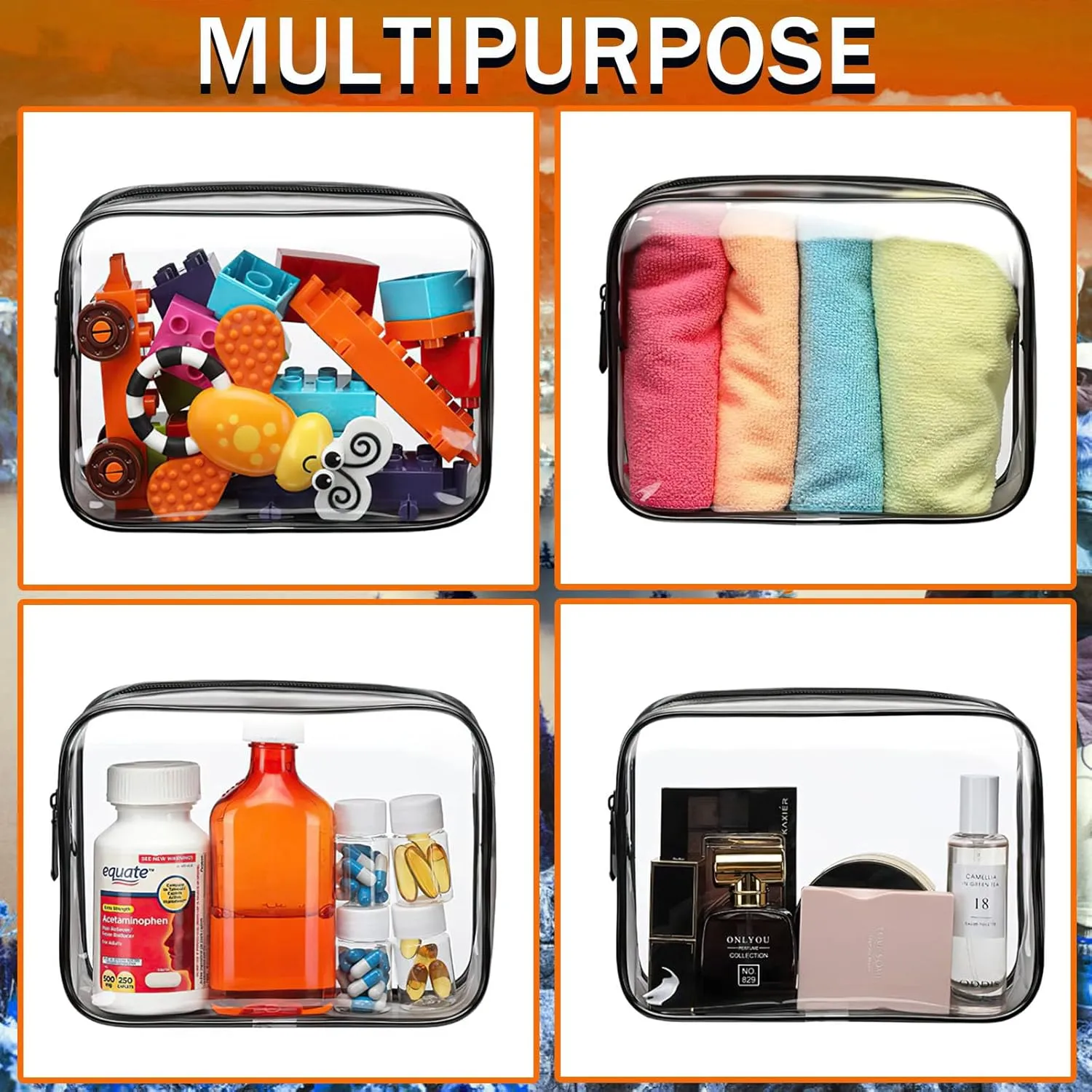 18 Pieces Clear Cosmetics Bag Bulk, TSA Approved Toiletry Bag for Travel, Clear PVC Zippered Cosmetic Makeup Pouch, Waterproof Vinyl Plastic Organizer Case for Vacation Bathroom (Small)