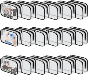 18 Pieces Clear Cosmetics Bag Bulk, TSA Approved Toiletry Bag for Travel, Clear PVC Zippered Cosmetic Makeup Pouch, Waterproof Vinyl Plastic Organizer Case for Vacation Bathroom (Small)