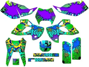 1993-1996 KLX 300 Zany Green Senge Graphics Complete Kit Compatible with Kawasaki