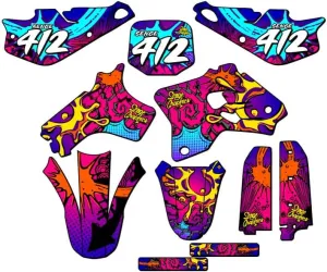 1993-2001 YZ 80 Zany Pink Senge Graphics Complete Kit with Rider I.D. Compatible with Yamaha