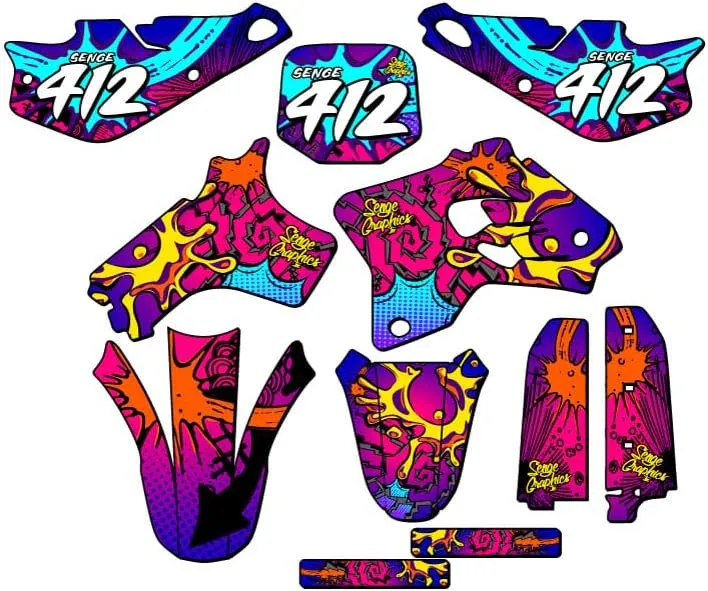 1993-2001 YZ 80 Zany Pink Senge Graphics Complete Kit with Rider I.D. Compatible with Yamaha
