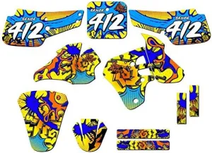 1995-1999 RM 80 Zany Yellow Senge Graphics Complete Kit with Rider I.D. Compatible with Suzuki