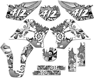 1995-2008 KDX 220 Zany White Senge Graphics Complete Kit with Rider I.D. Compatible with Kawasaki