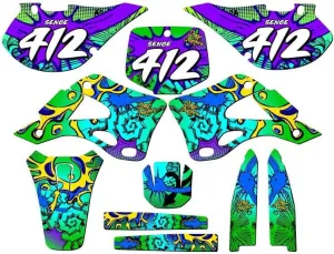 1999-2002 KX 125 Zany Green Senge Graphics Complete Kit with Rider I.D. Compatible with Kawasaki