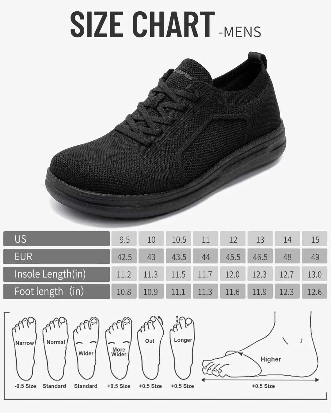 1TAZERO Wide-Shoes for Men - Toe-Box Walking Shoes with Arch Support