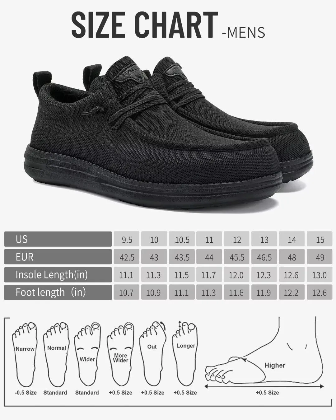 1TAZERO Wide-Shoes for Men - Toe-Box Walking Shoes with Arch Support