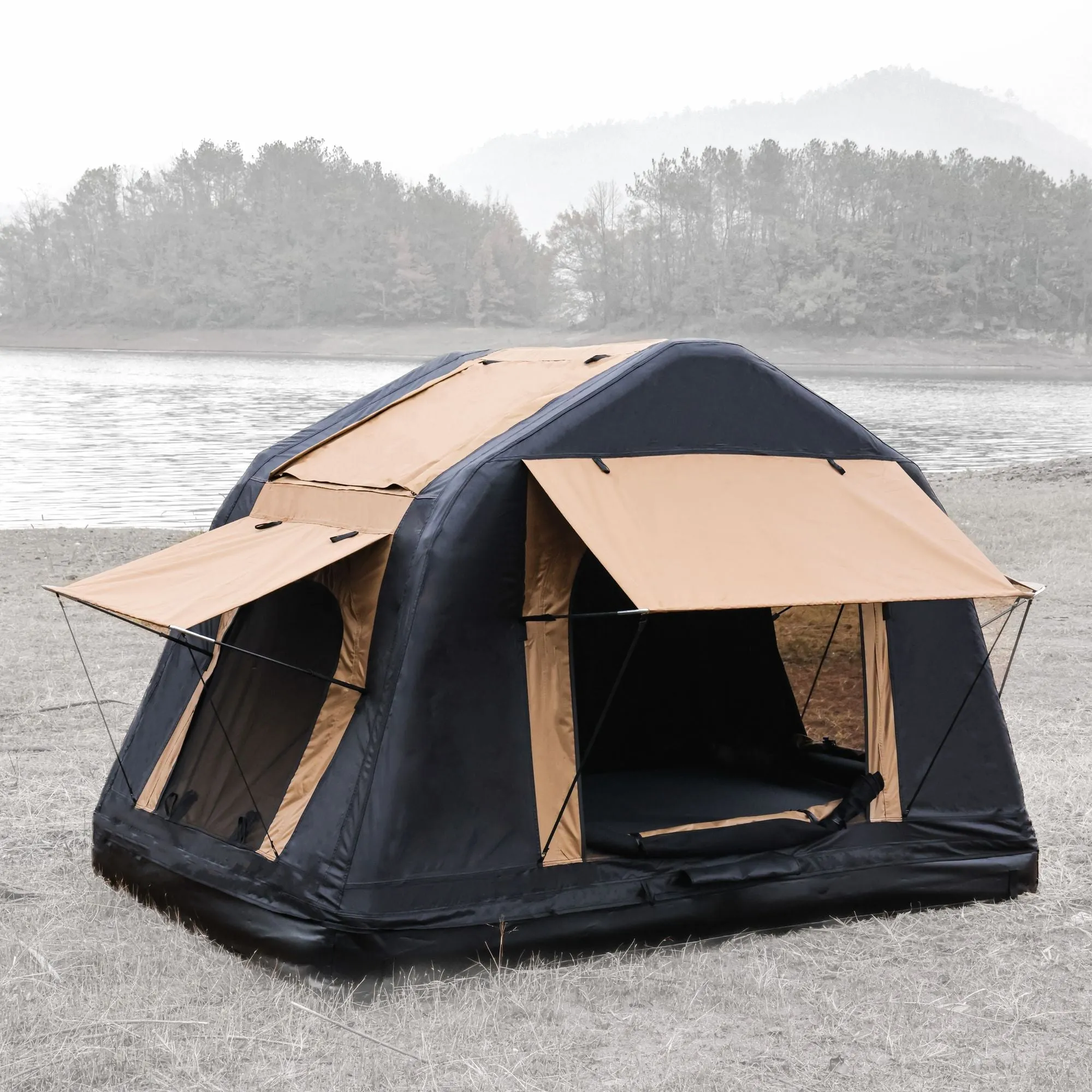 2-3 Roof SUV,Truck( Without Top Tent Invitation-only deal for Foldable Car Camping for Tent Black) Amphibious Style, Ladder, People Outdoor Inflatable camping Two-tone & Quick resolution Khaki Glamping