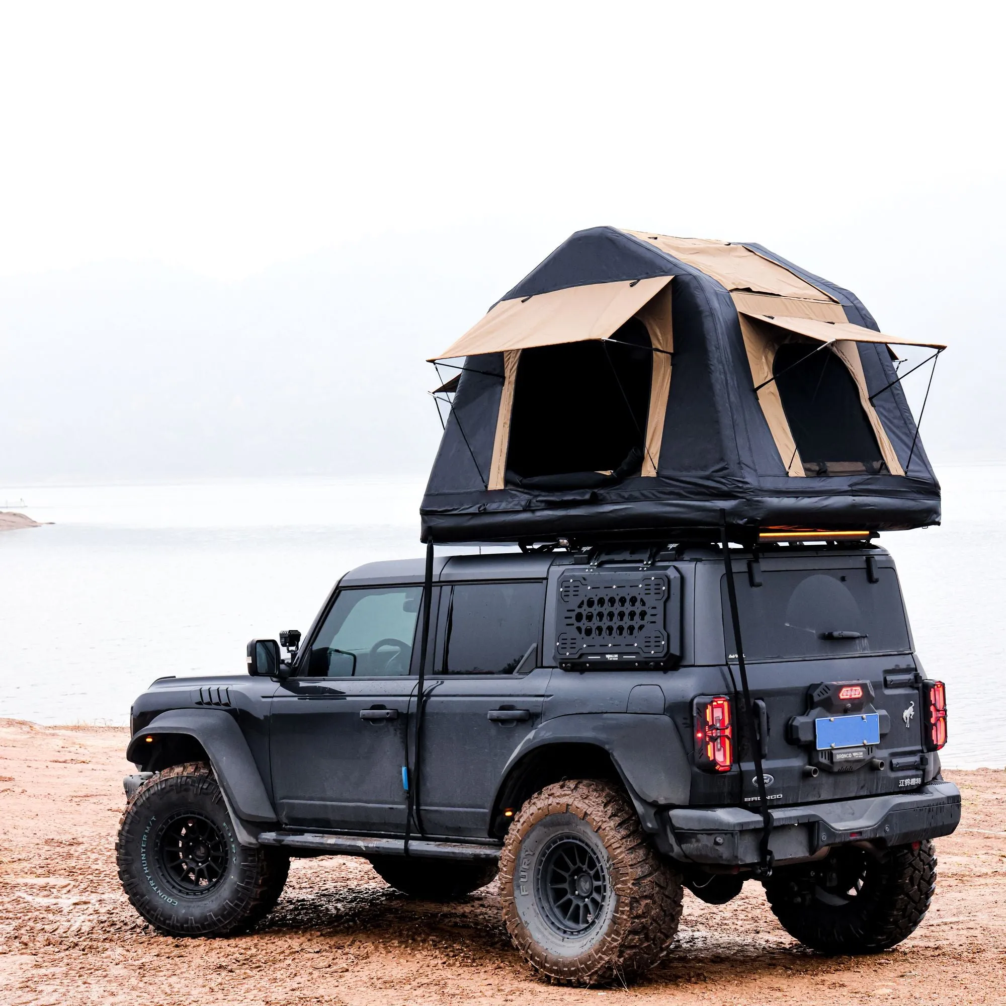 2-3 Roof SUV,Truck( Without Top Tent Invitation-only deal for Foldable Car Camping for Tent Black) Amphibious Style, Ladder, People Outdoor Inflatable camping Two-tone & Quick resolution Khaki Glamping
