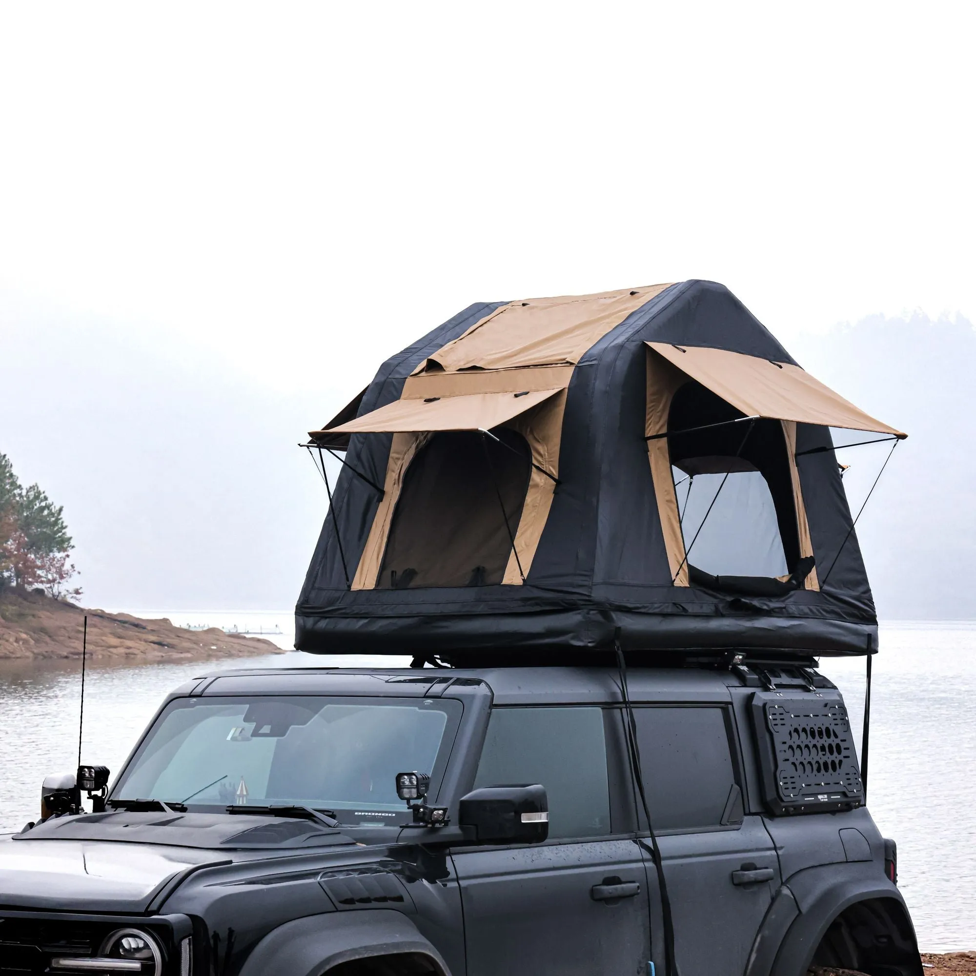 2-3 Roof SUV,Truck( Without Top Tent Invitation-only deal for Foldable Car Camping for Tent Black) Amphibious Style, Ladder, People Outdoor Inflatable camping Two-tone & Quick resolution Khaki Glamping