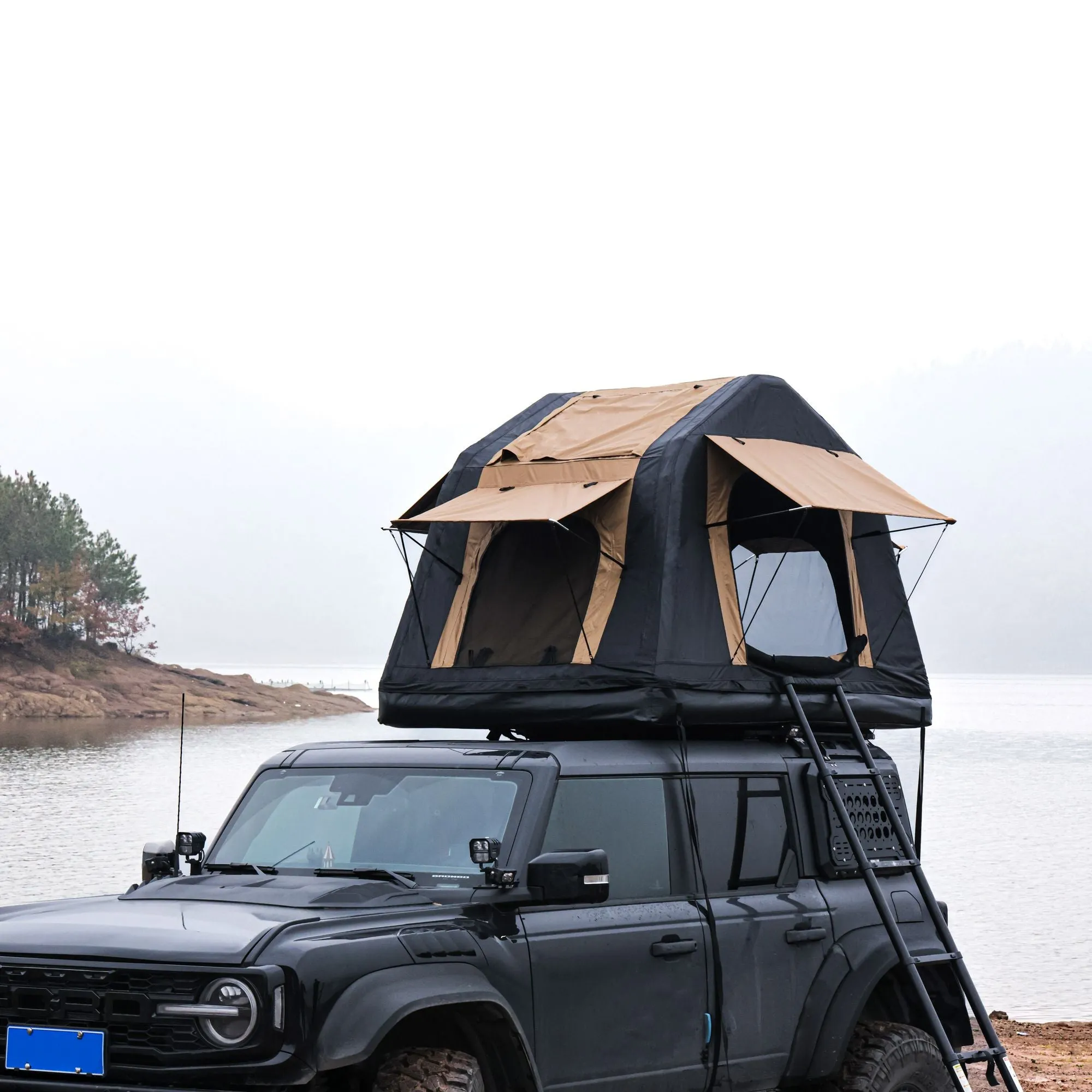 2-3 Roof SUV,Truck( Without Top Tent Invitation-only deal for Foldable Car Camping for Tent Black) Amphibious Style, Ladder, People Outdoor Inflatable camping Two-tone & Quick resolution Khaki Glamping