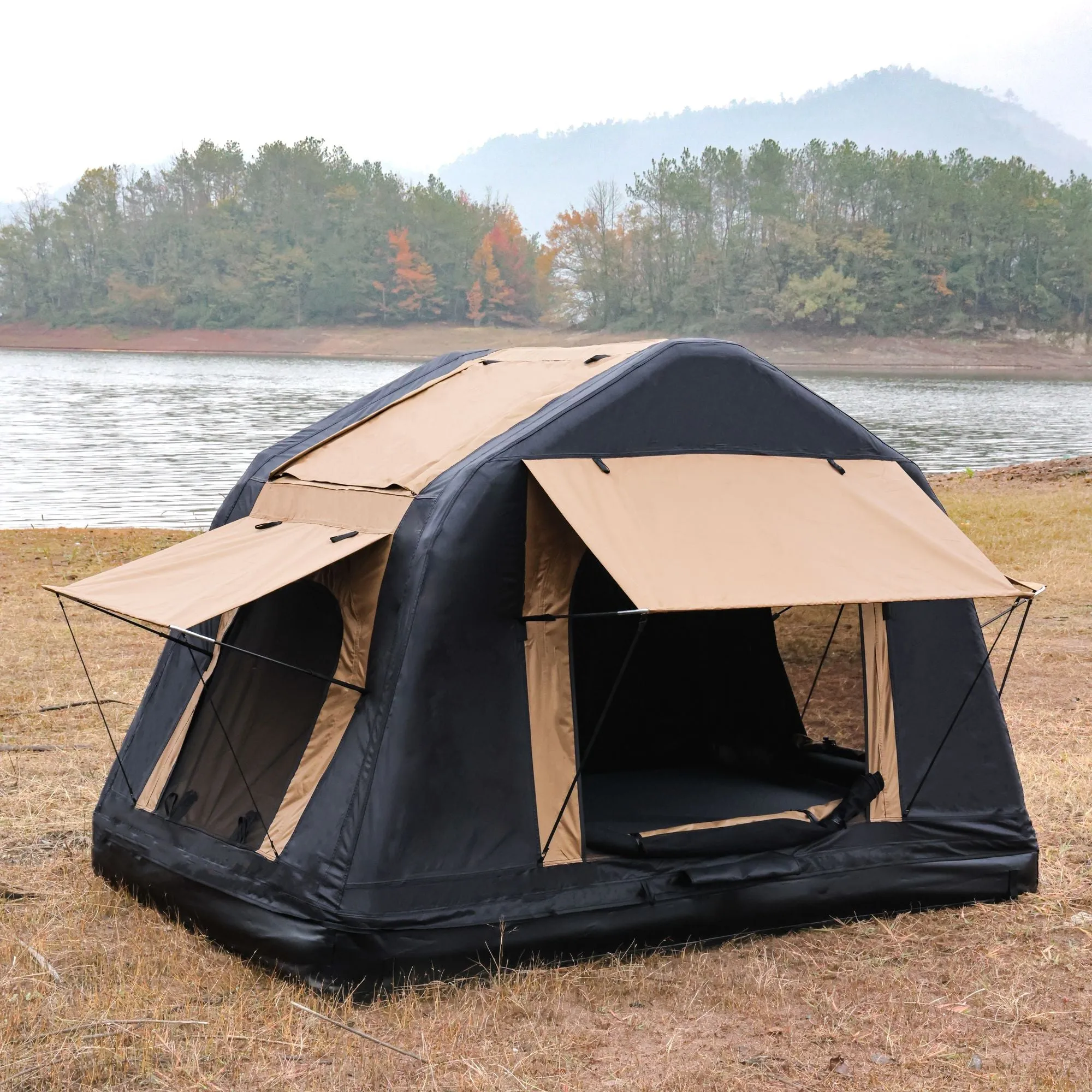 2-3 Roof SUV,Truck( Without Top Tent Invitation-only deal for Foldable Car Camping for Tent Black) Amphibious Style, Ladder, People Outdoor Inflatable camping Two-tone & Quick resolution Khaki Glamping