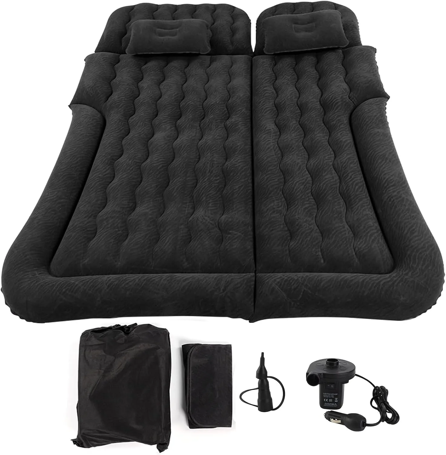 2 in 1 Car Mattress, Car Inflatable Mattress Portable Soft Rest Cushion for SUV Camping Travel (Black)