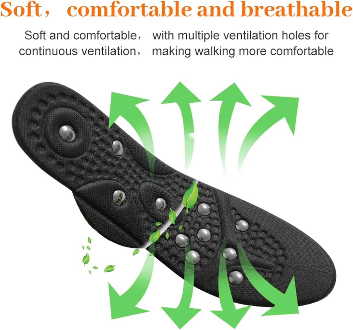 2 Pairs Magnetic Insoles Breathable Massage Insoles Acupressure Insoles, Pressure Point Reflexology Insole Orthopedic Insoles, Anti Fatigue Massage Therapy, Relieve Pain,S,2 Pairs