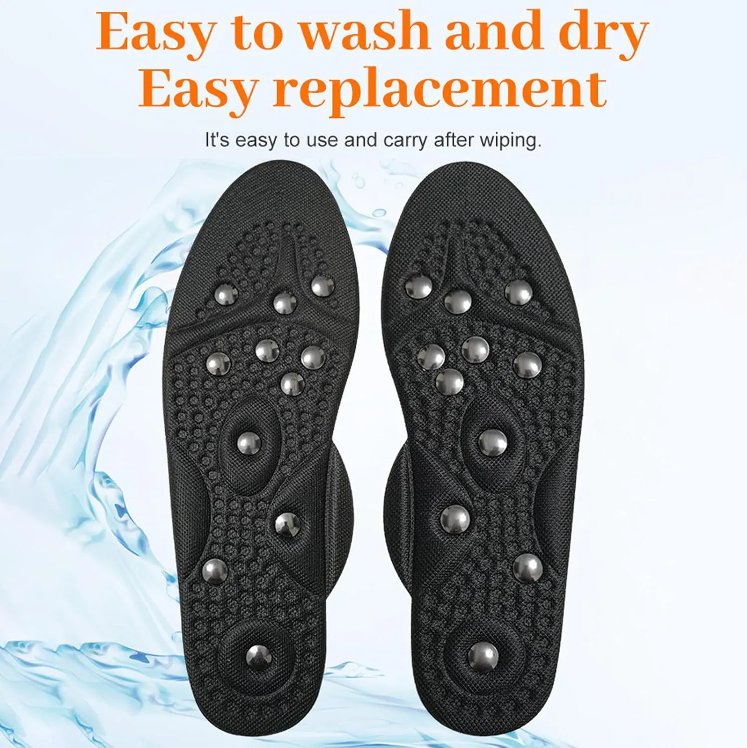 2 Pairs Magnetic Insoles Breathable Massage Insoles Acupressure Insoles, Pressure Point Reflexology Insole Orthopedic Insoles, Anti Fatigue Massage Therapy, Relieve Pain,S,2 Pairs