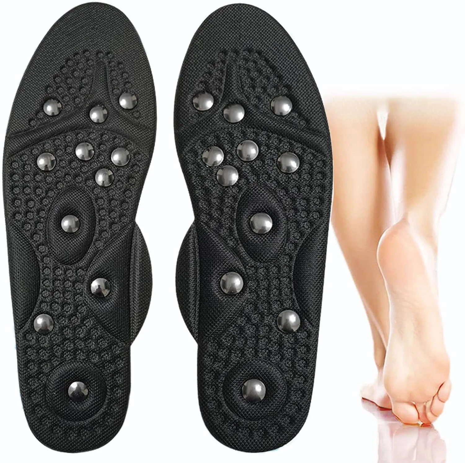 2 Pairs Magnetic Insoles Breathable Massage Insoles Acupressure Insoles, Pressure Point Reflexology Insole Orthopedic Insoles, Anti Fatigue Massage Therapy, Relieve Pain,S,2 Pairs