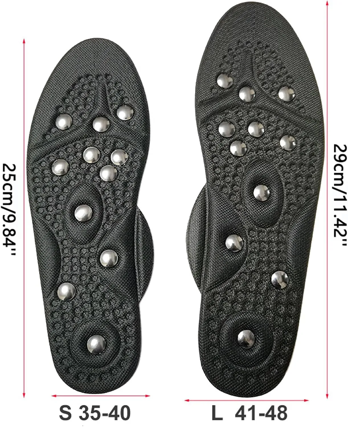 2 Pairs Magnetic Insoles Breathable Massage Insoles Acupressure Insoles, Pressure Point Reflexology Insole Orthopedic Insoles, Anti Fatigue Massage Therapy, Relieve Pain,S,2 Pairs