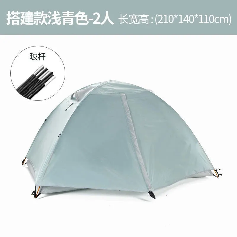2 Person 4 Season Camping Tent, 210T 210D Aluminum Waterproof Hiking Tent, 2.65kg Ultralight