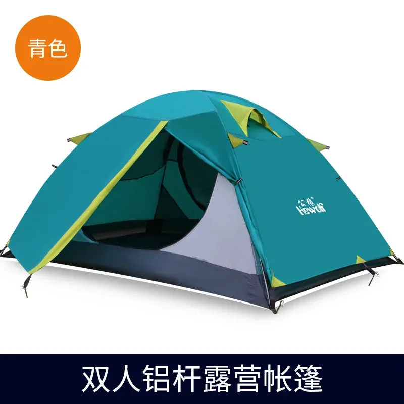 2 Person 4 Season Camping Tent, 210T 210D Aluminum Waterproof Hiking Tent, 2.65kg Ultralight