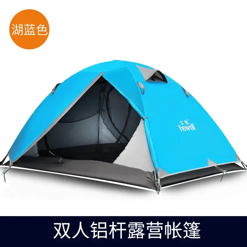 2 Person 4 Season Camping Tent, 210T 210D Aluminum Waterproof Hiking Tent, 2.65kg Ultralight