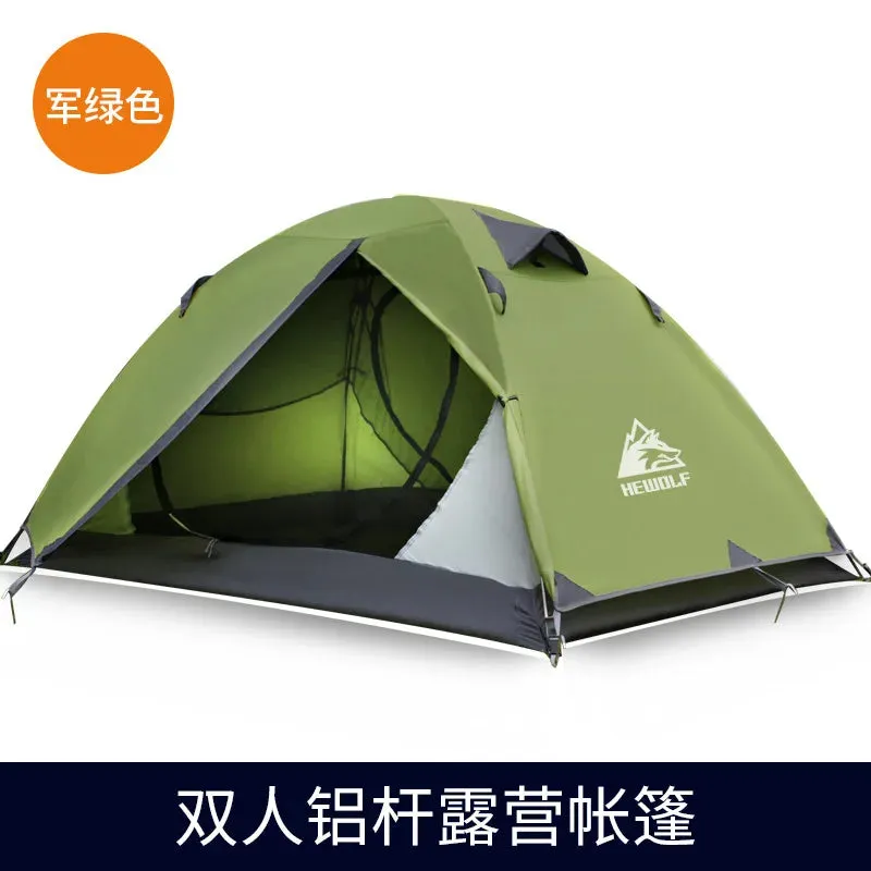 2 Person 4 Season Camping Tent, 210T 210D Aluminum Waterproof Hiking Tent, 2.65kg Ultralight